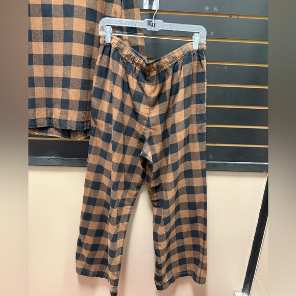 Skims Buffalo Plaid Flannel Pajama Set L Brown Black Lounge Set - Picture 5 of 6